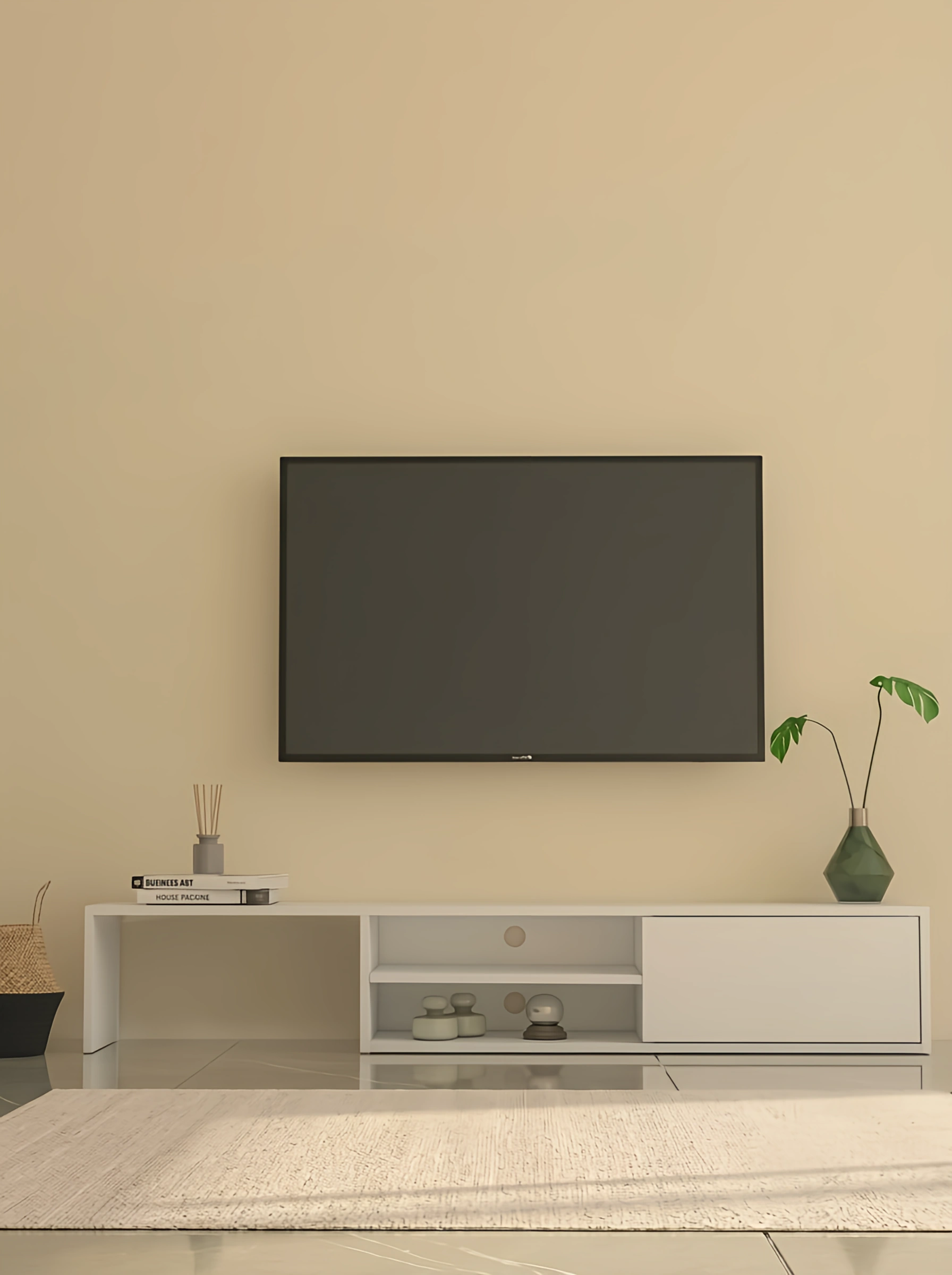 میز تلویزیون سفید ام دی اف ضد خش مدل T.S009