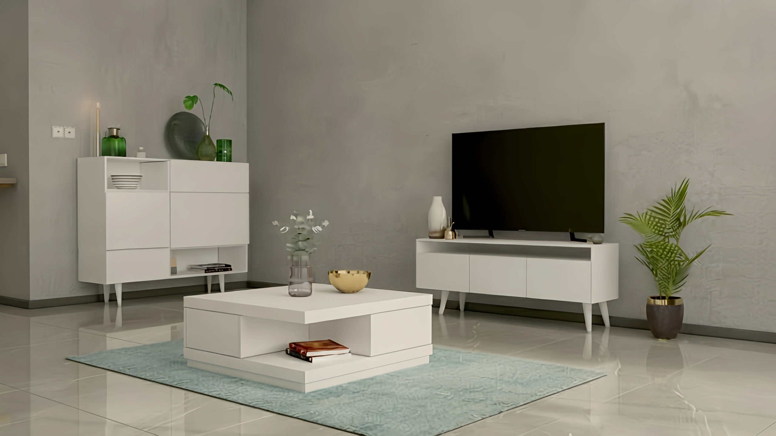 ست میز جلو مبلی، میز تلویزیون و کنسول کم‌جا Set007 – MDF ضدخش
