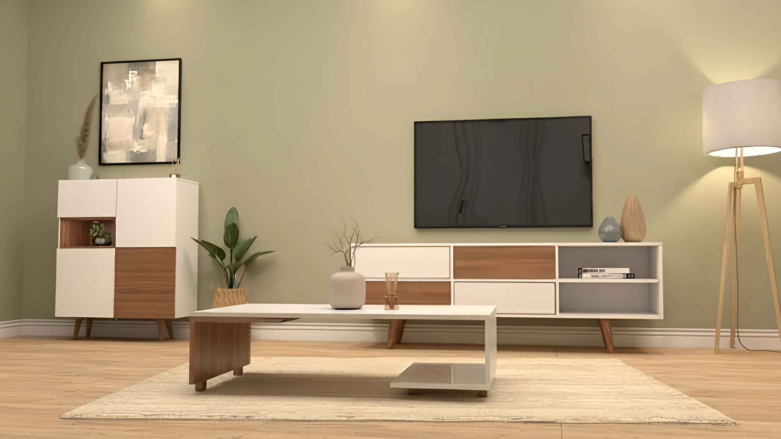 ست میز جلو مبلی، میز تلویزیون و کنسول کم‌جا Set001 – MDF ضدخش