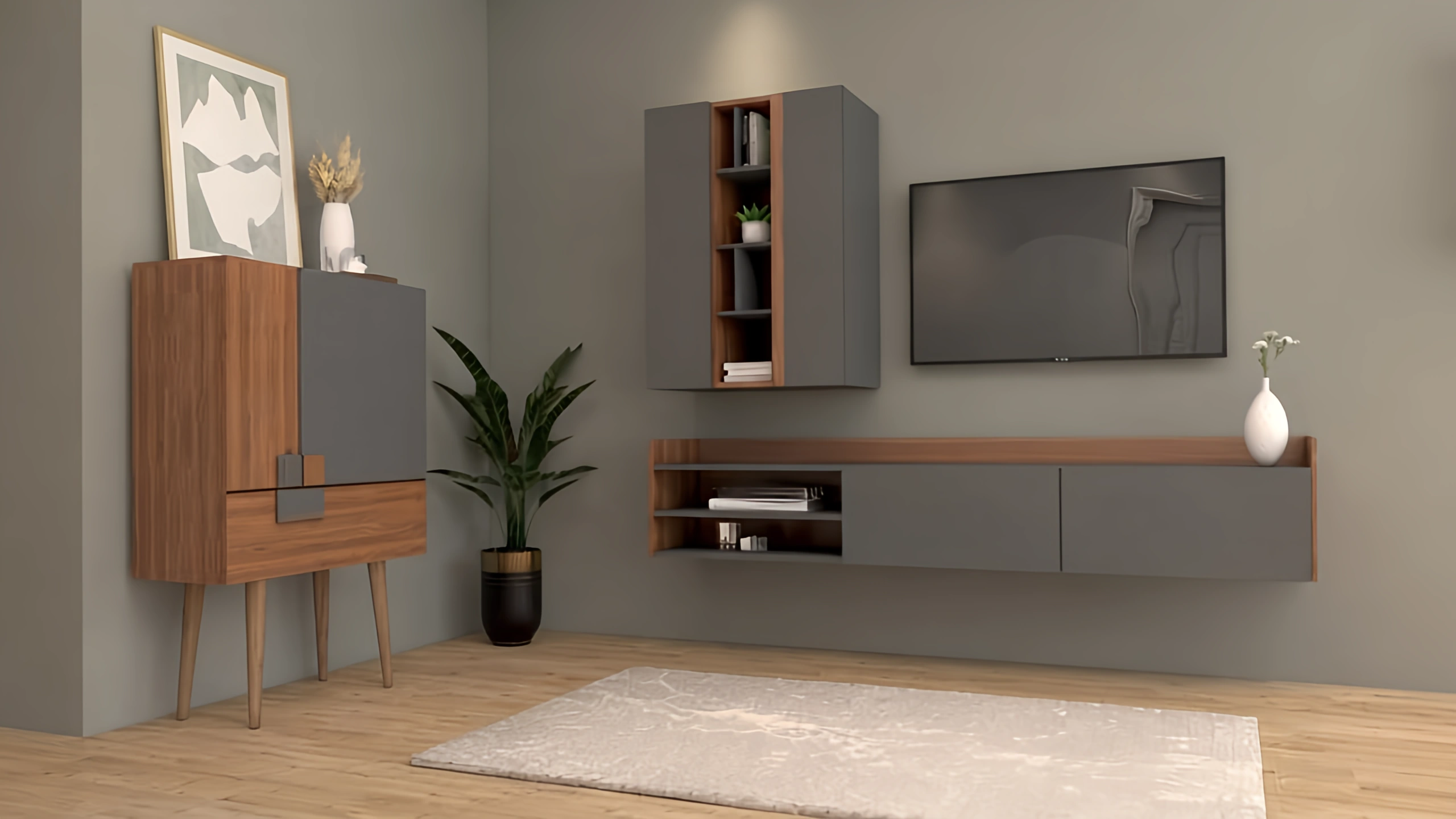 ست شلف تی وی و کنسول کم‌جا Set002 – MDF ضدخش
