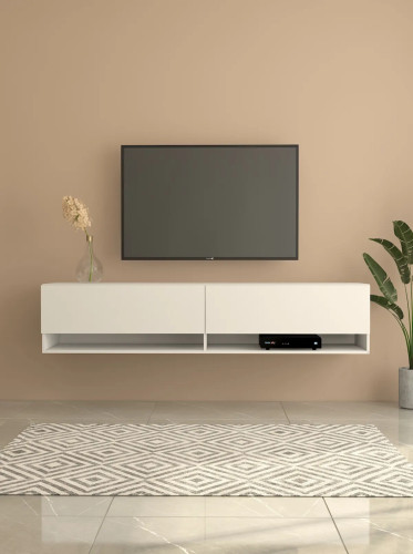 شلف دیواری تلویزیون سفید و مینیمال مدل W.B0012