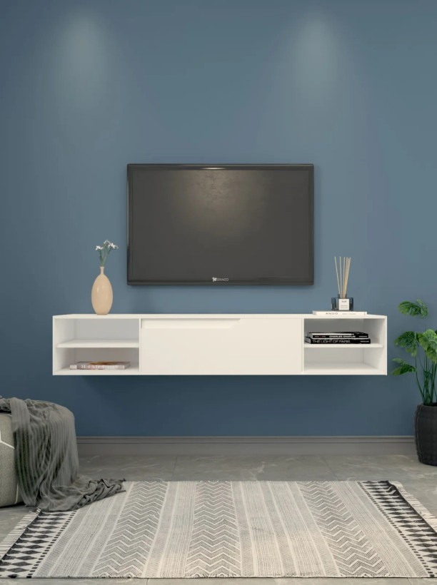 شلف دیواری تلویزیون ام دی اف سفید مدل W.B0011