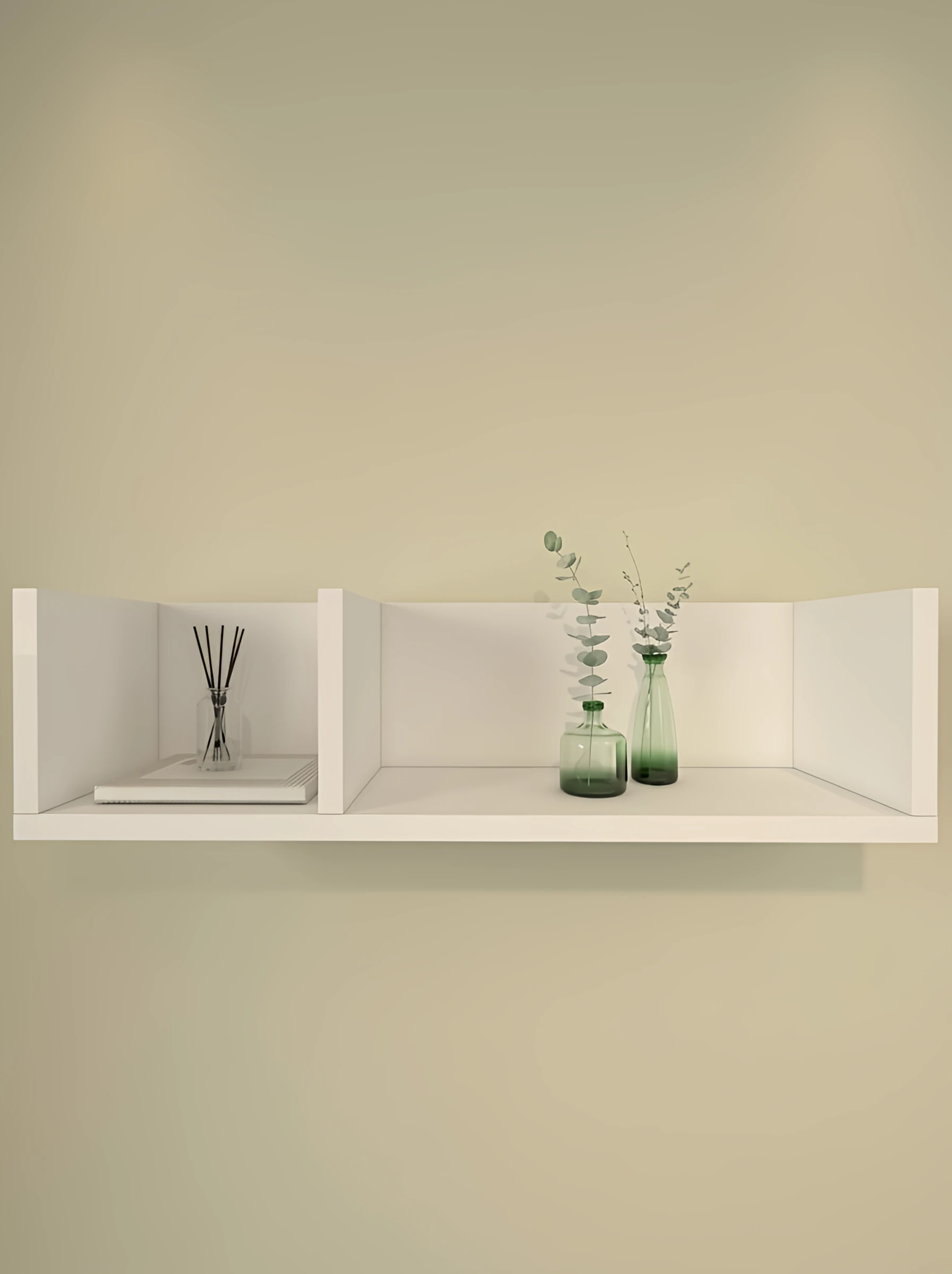شلف دیواری مینیمال سفید دارای روکش ضدخش مدل S.H0011