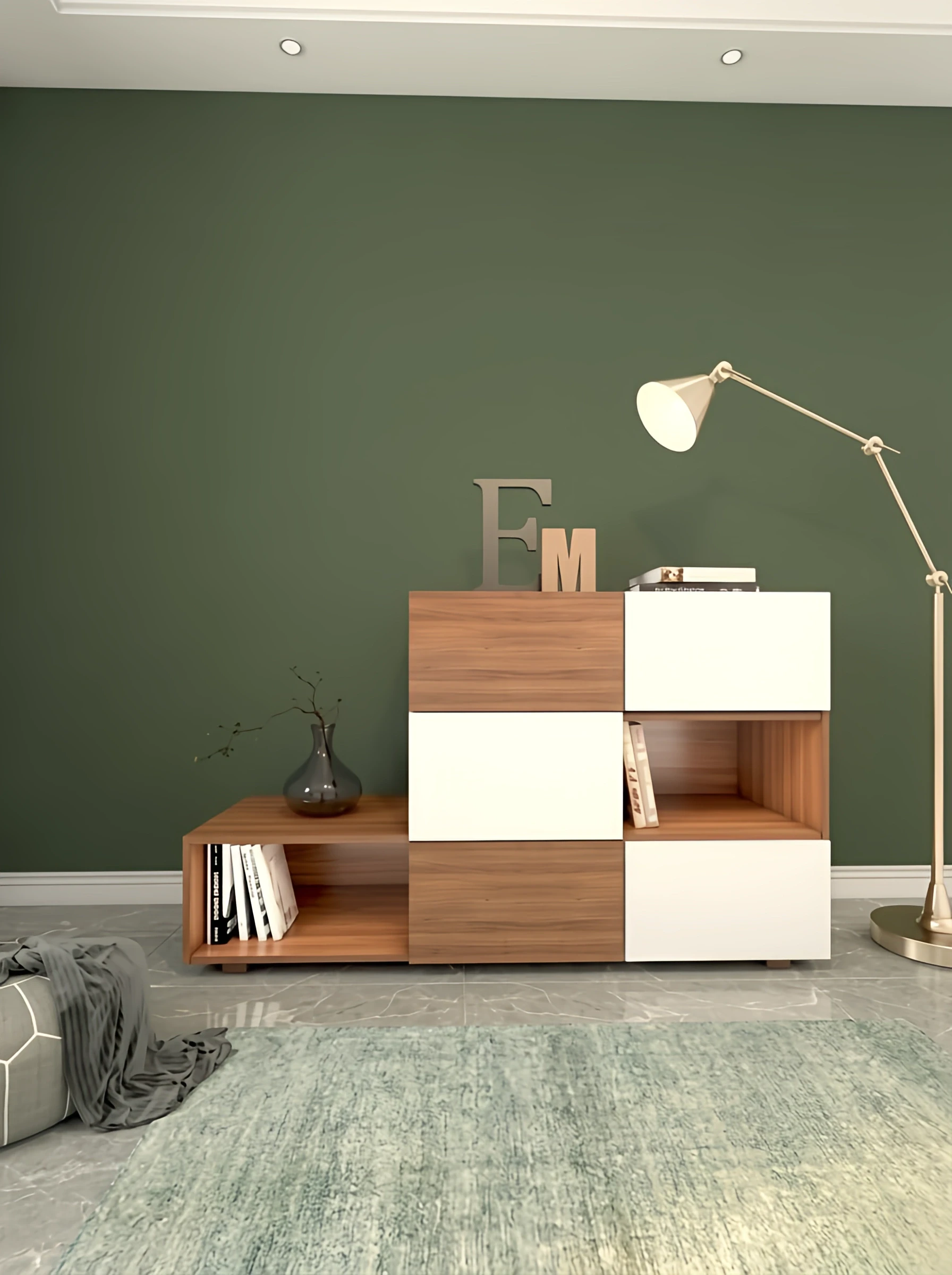 کتابخانه سفید قهوه ای ام دی اف با روکش ضدخش مدلL.007