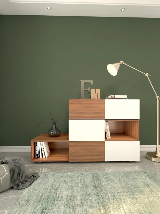 کتابخانه سفید قهوه ای ام دی اف با روکش ضدخش مدلL.007
