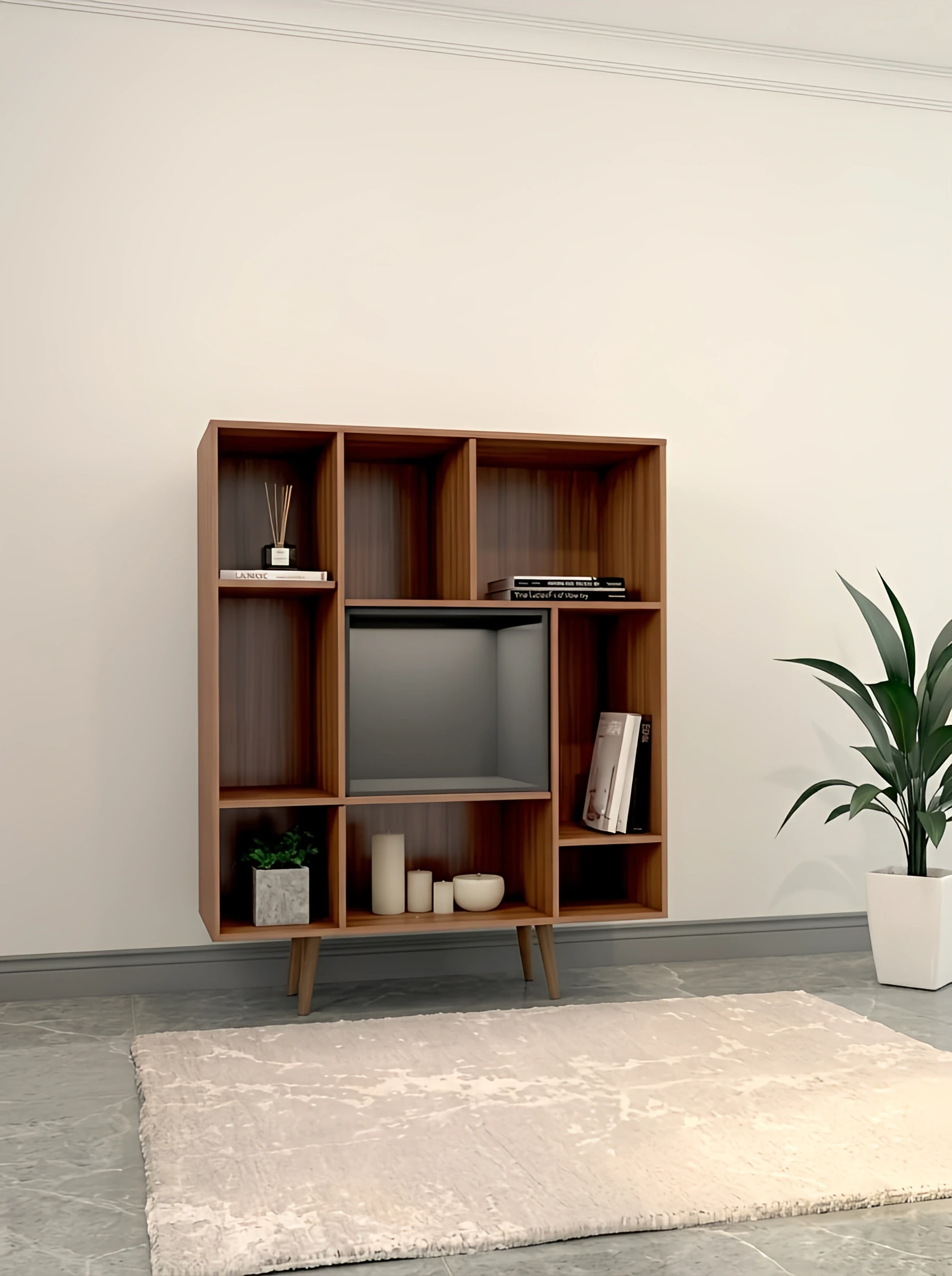 کتابخانه طوسی قهوه ای ام دی اف با کیفیت عالی مدل L.005