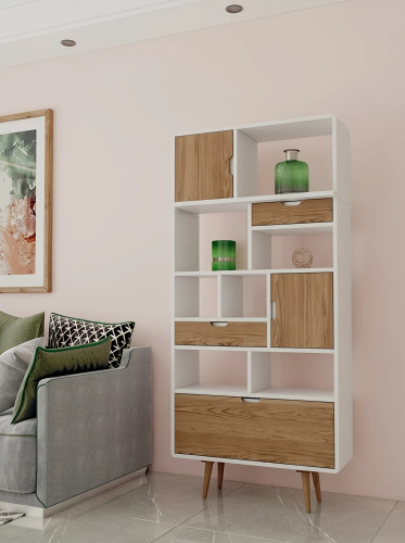 کتابخانه L.002 قهوه ای سفید